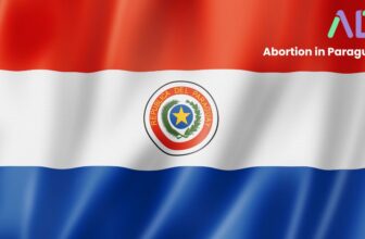 The Paraguayan flag with the national seal in the center; text reads "Abortion Statistics in Paraguay" with a logo in the top right corner.